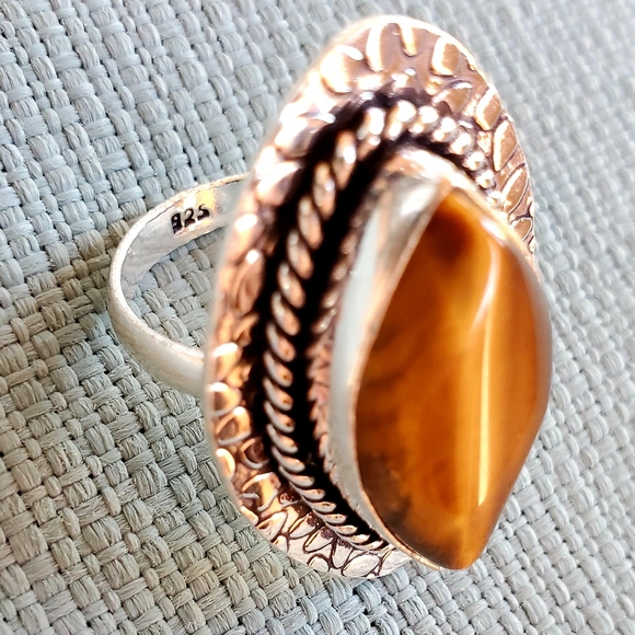 New Tiger Eye 925 Silver Ring. - Picture 4 of 12